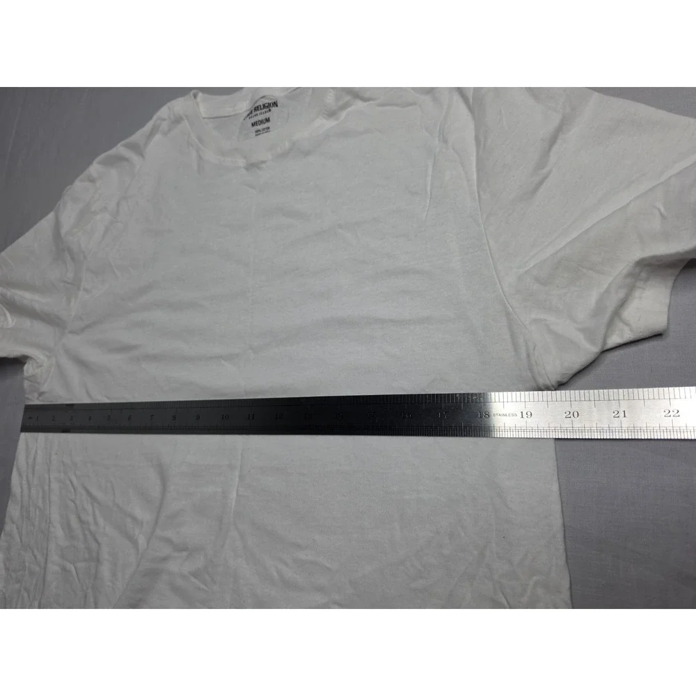 True Religion T-Shirt Men's Medium White 100% Cotton Logo Short Sleeve Crew Neck